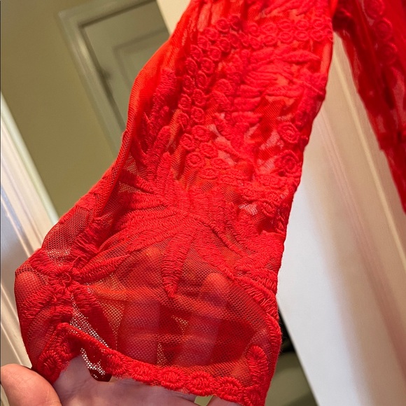 NWT Express Vibrant Red Long Sleeve Dress - Picture 2 of 11